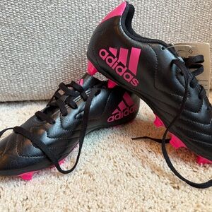 Adidas Black Cleats with Pink Highlights